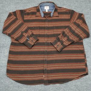 Lands' End Shirt Mens 3XL/T Brown Orange Striped Flannel Blake Shelton Collab